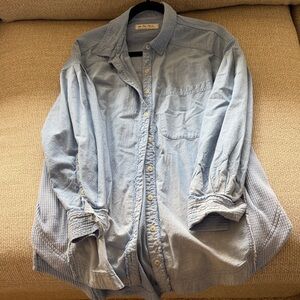 Free People Light Blue Button-Down Shirt